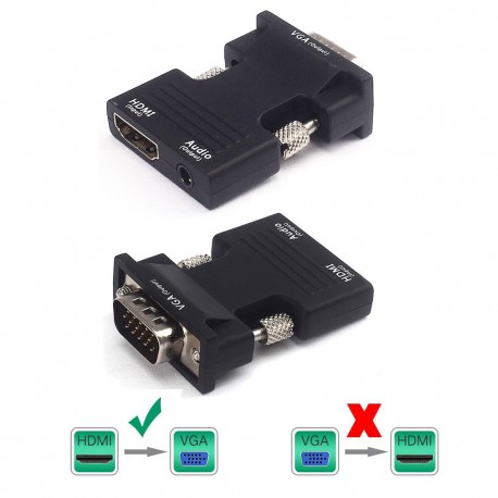 MIni Cable Convertidor HDMI a VGA con Salida de Audio 3.5mm