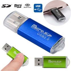 Mini Lector USB de Memoria MicroSD en Metal