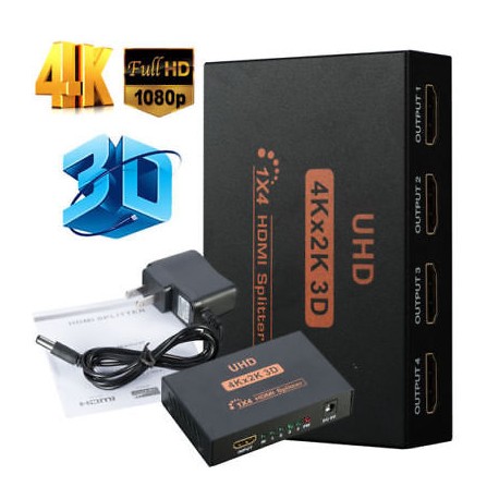 Divisor HDMI Splitter 1 Entrada 4 Salidas Ultra HD 4K 2K 3D