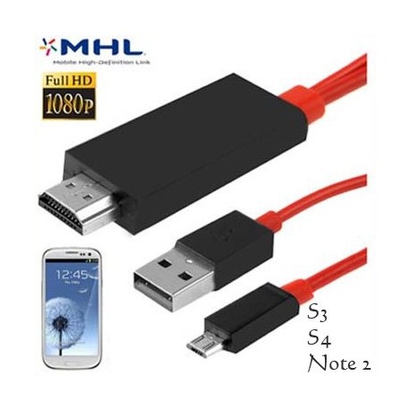 Cable MHL a HDMI para Samsung Galaxy S3, S4, S5, Note 3, 4 Tab 3
