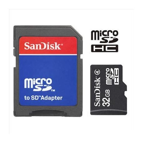 Memoria MicroSD SanDisk de 32GB Clase 4 + Adaptador SD