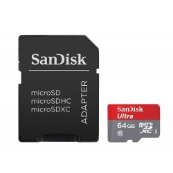 Memoria MicroSD SanDisk de 64 GB Clase 10 + Adaptador SD
